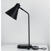 Oriel Lighting-TARGA DESK LAMP Black / White - With USB & Wireless Charging 